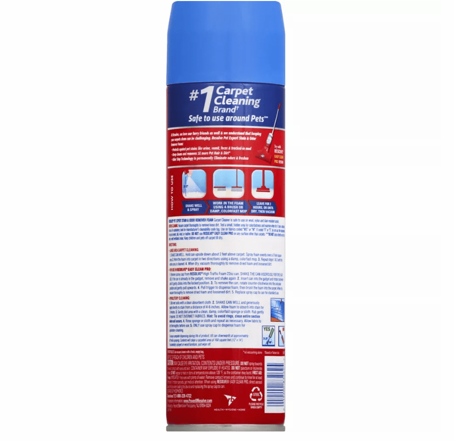 Resolve Pet Expert Foam Carpet Cleaner – Odor Stop for Pet Stains 22oz - Sellaxy
