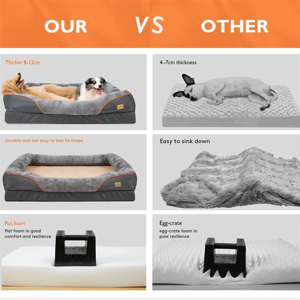 Jumbo Orthopedic Dog Bed – Memory Foam Sofa Couch with Waterproof Cover & Bolster Support - Sellaxy