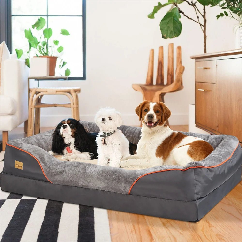 Jumbo Orthopedic Dog Bed – Memory Foam Sofa Couch with Waterproof Cover & Bolster Support - Sellaxy