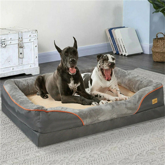 Jumbo Orthopedic Dog Bed – Memory Foam Sofa Couch with Waterproof Cover & Bolster Support - Sellaxy