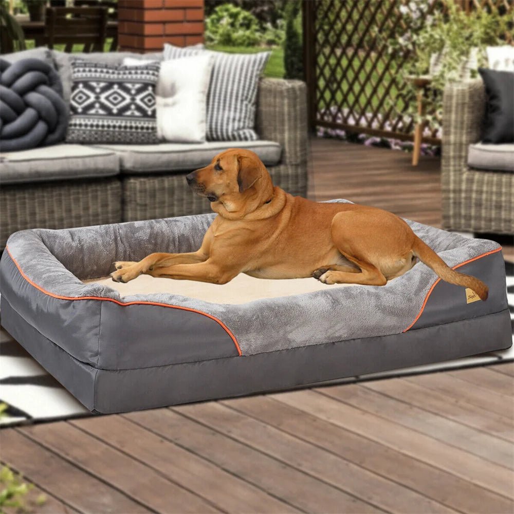 Jumbo Orthopedic Dog Bed – Memory Foam Sofa Couch with Waterproof Cover & Bolster Support - Sellaxy