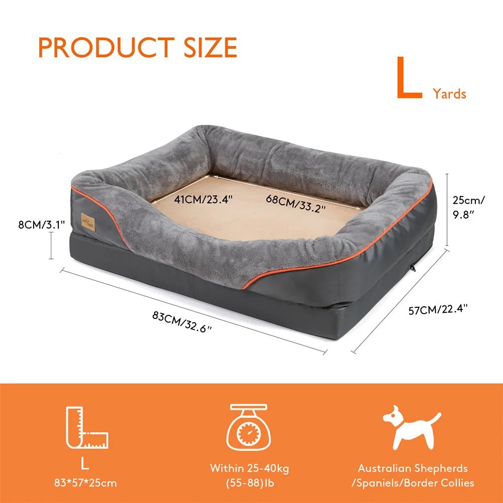 Jumbo Orthopedic Dog Bed – Memory Foam Sofa Couch with Waterproof Cover & Bolster Support - Sellaxy