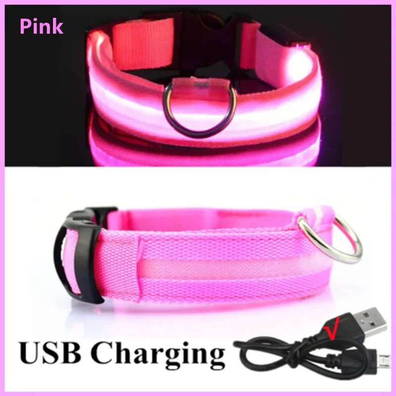 LED Dog Safety Collar – USB Rechargeable Light - Up Collar with 3 Modes for Night Walking - Sellaxy