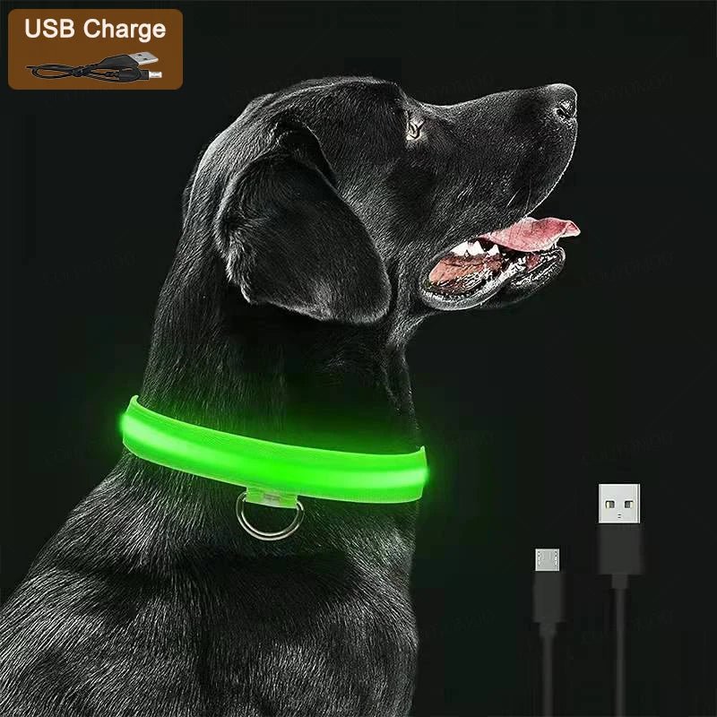 LED Dog Safety Collar – USB Rechargeable Light - Up Collar with 3 Modes for Night Walking - Sellaxy