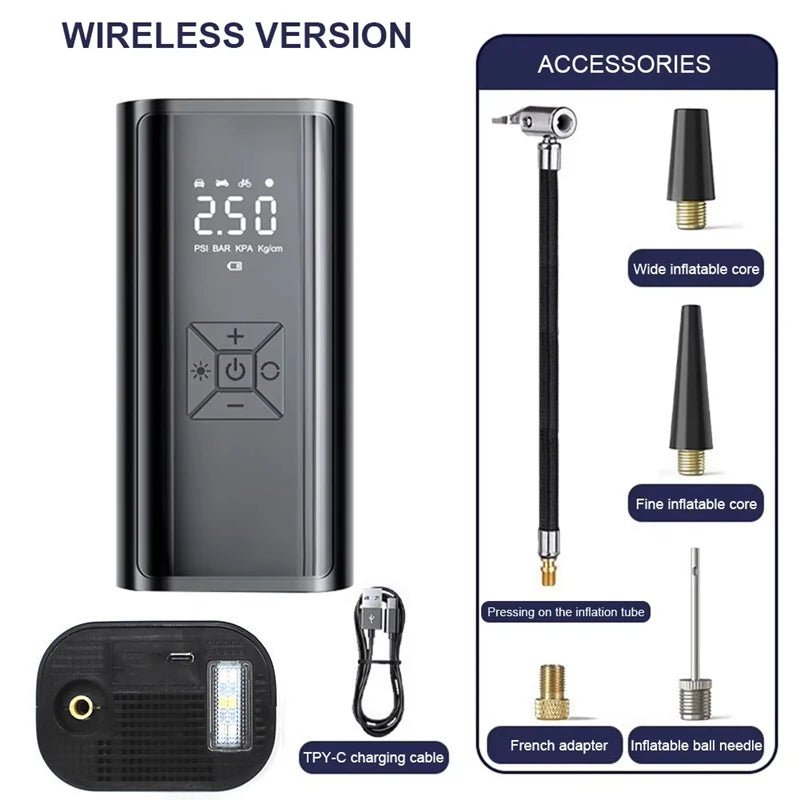 Portable Air Compressor Tire Inflator – Digital Air Pump for Car, Motorcycle, Bicycle & Sports Balls - Sellaxy