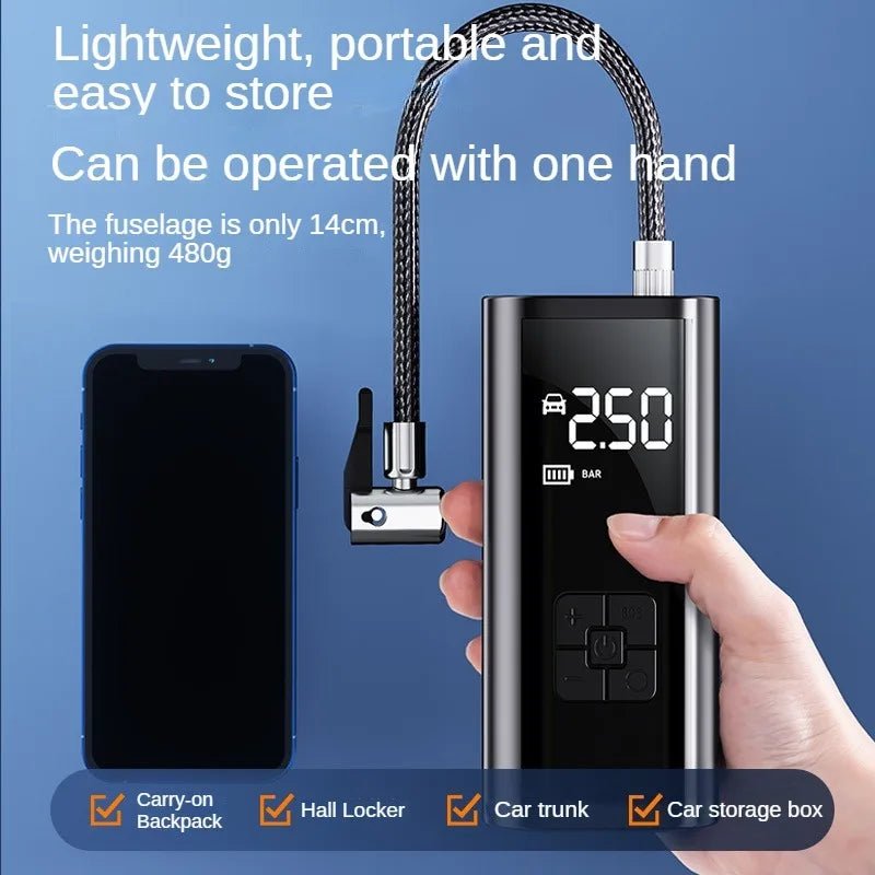 Portable Air Compressor Tire Inflator – Digital Air Pump for Car, Motorcycle, Bicycle & Sports Balls - Sellaxy