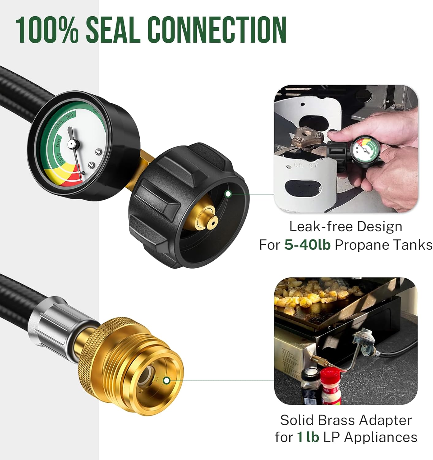 Propane Hose Adapter 1lb to 20lb – 4ft Propane Tank Hose Extension for Weber, Coleman, Blackstone Grill - Sellaxy